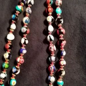 EUC Hand knotted Murano glass long necklace